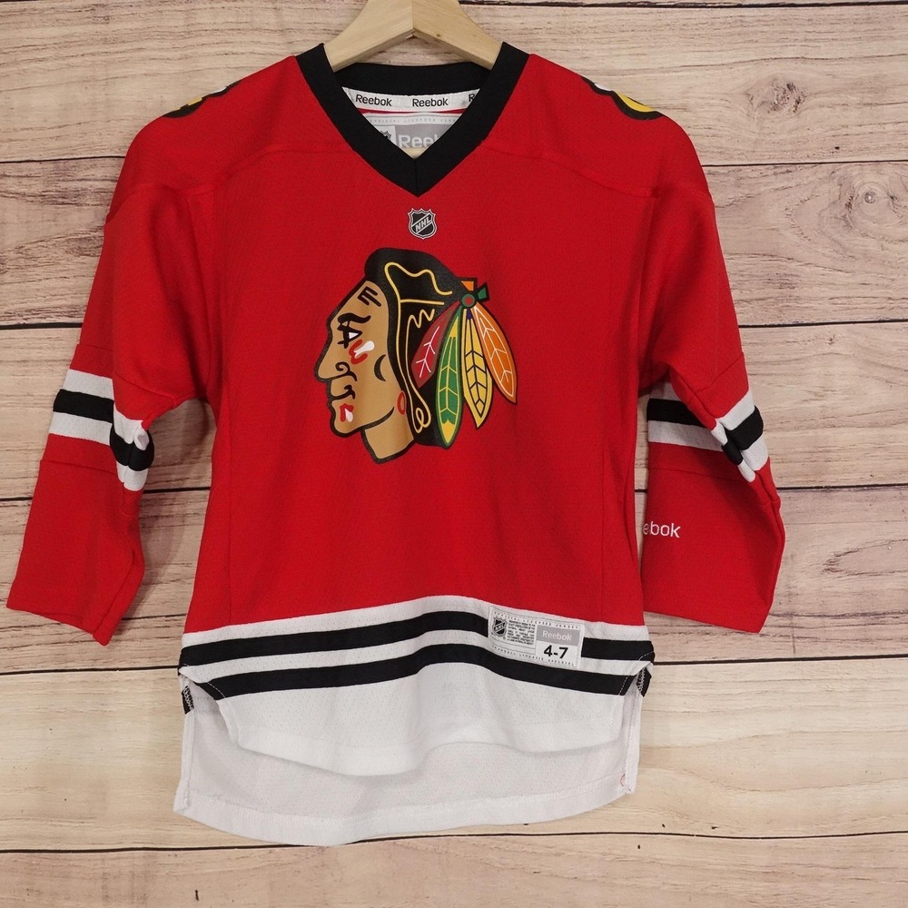 Chicago Blackhawks Jersey Boys 4-7 Red NHL Hockey Marian Hossa 81 Reebok